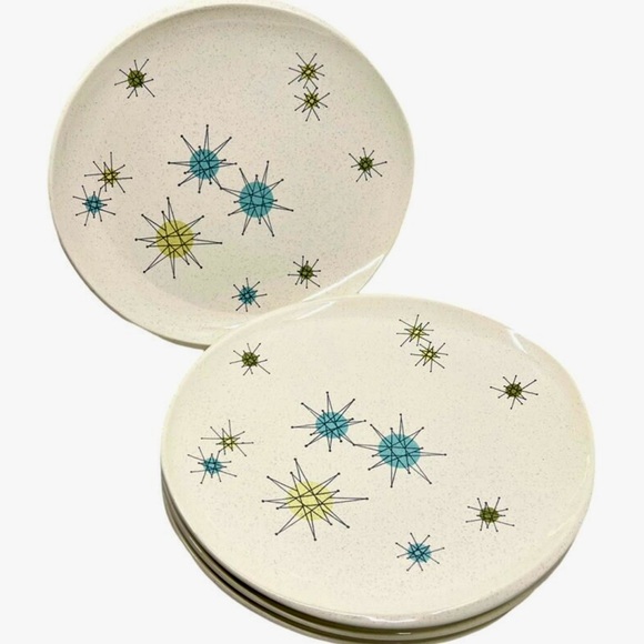 Vintage Starburst Franciscan Mid Century Modern Atomic Dinner Plates set of 4